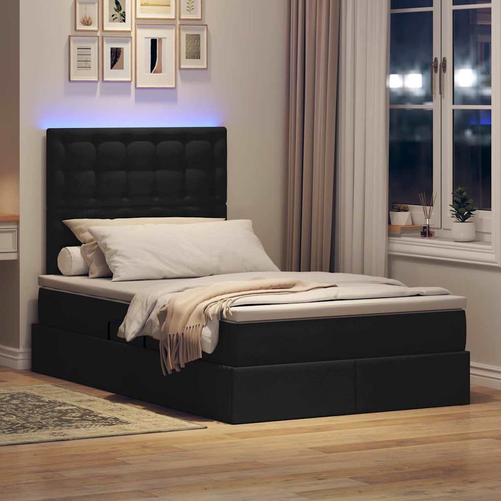 Opbergbed met LED met matras Zwart 120 x 200 cm Polyester is nu te koop bij PeponiXL, paradijselijk wonen!