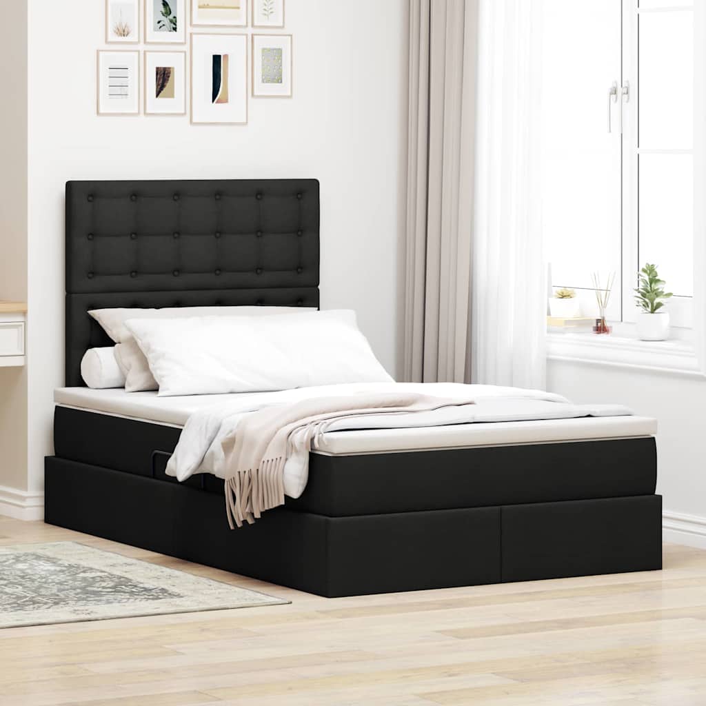 Opbergbed met LED met matras Zwart 120 x 200 cm Polyester is nu te koop bij PeponiXL, paradijselijk wonen!