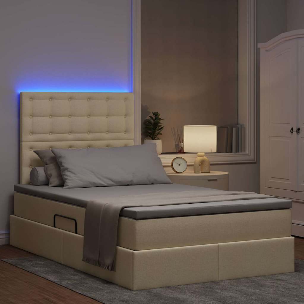Opbergbed met LED met matras Crème 120 x 200 cm Polyester is nu te koop bij PeponiXL, paradijselijk wonen!