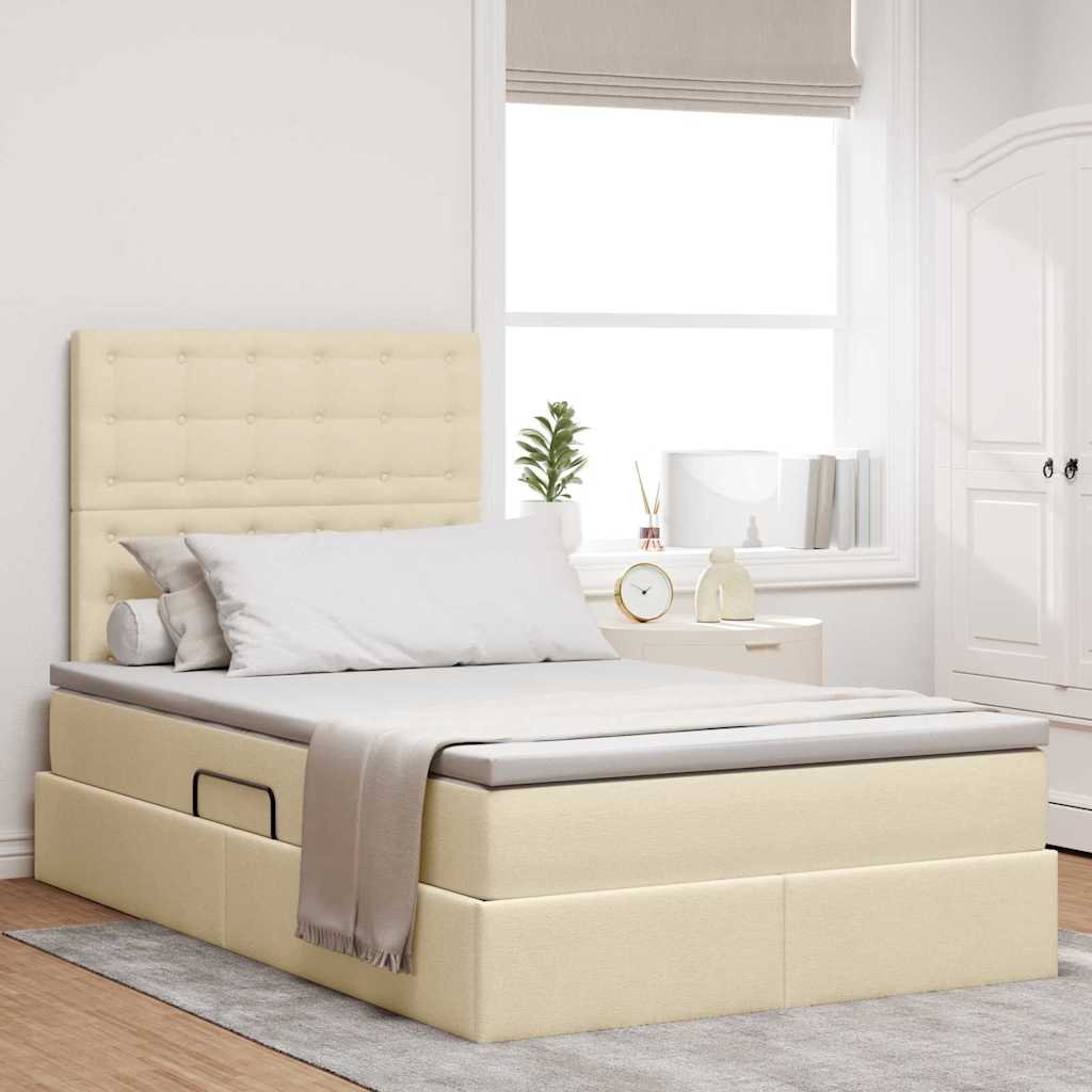Opbergbed met LED met matras Crème 120 x 200 cm Polyester is nu te koop bij PeponiXL, paradijselijk wonen!