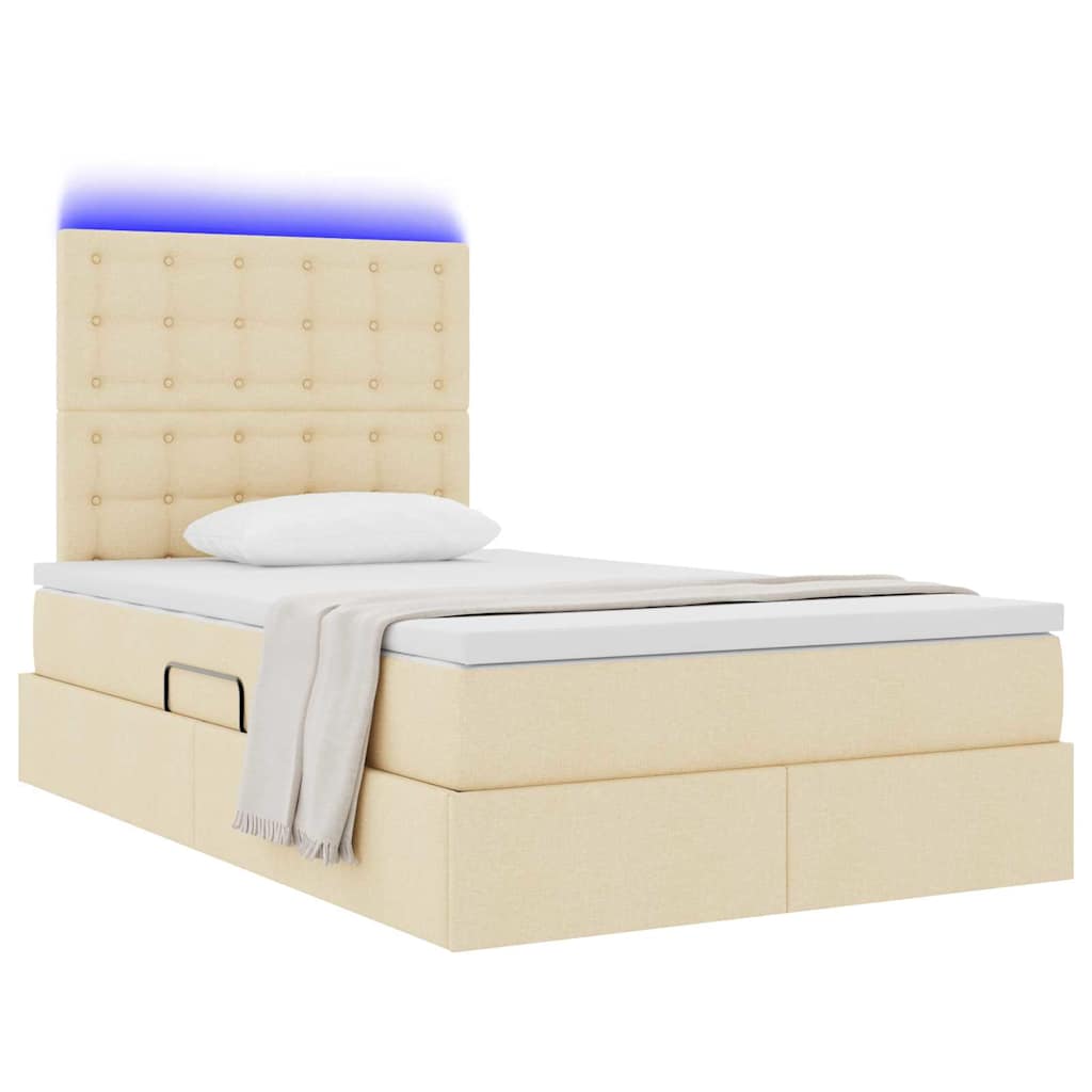 Opbergbed met LED met matras Crème 120 x 200 cm Polyester is nu te koop bij PeponiXL, paradijselijk wonen!