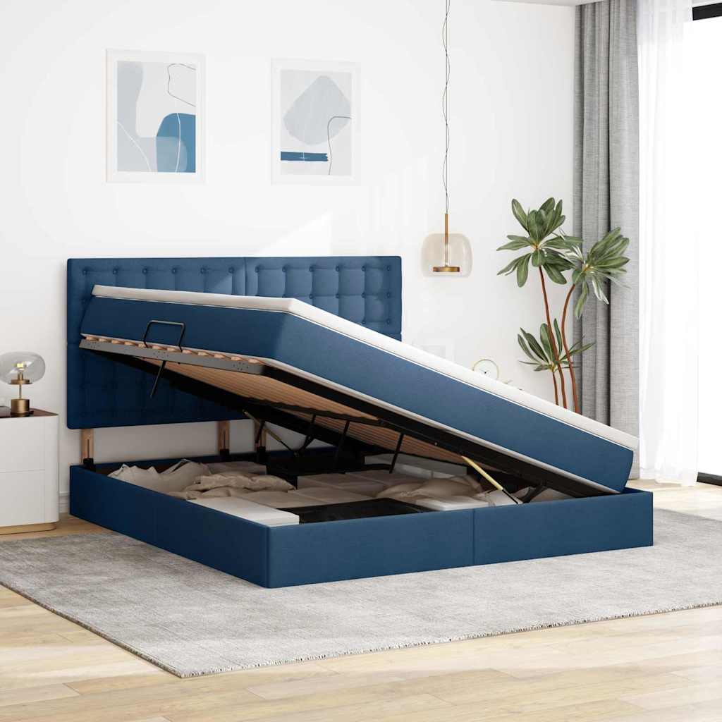 Opbergbed met LED met matras Blauw 180 x 200 cm Polyester is nu te koop bij PeponiXL, paradijselijk wonen!