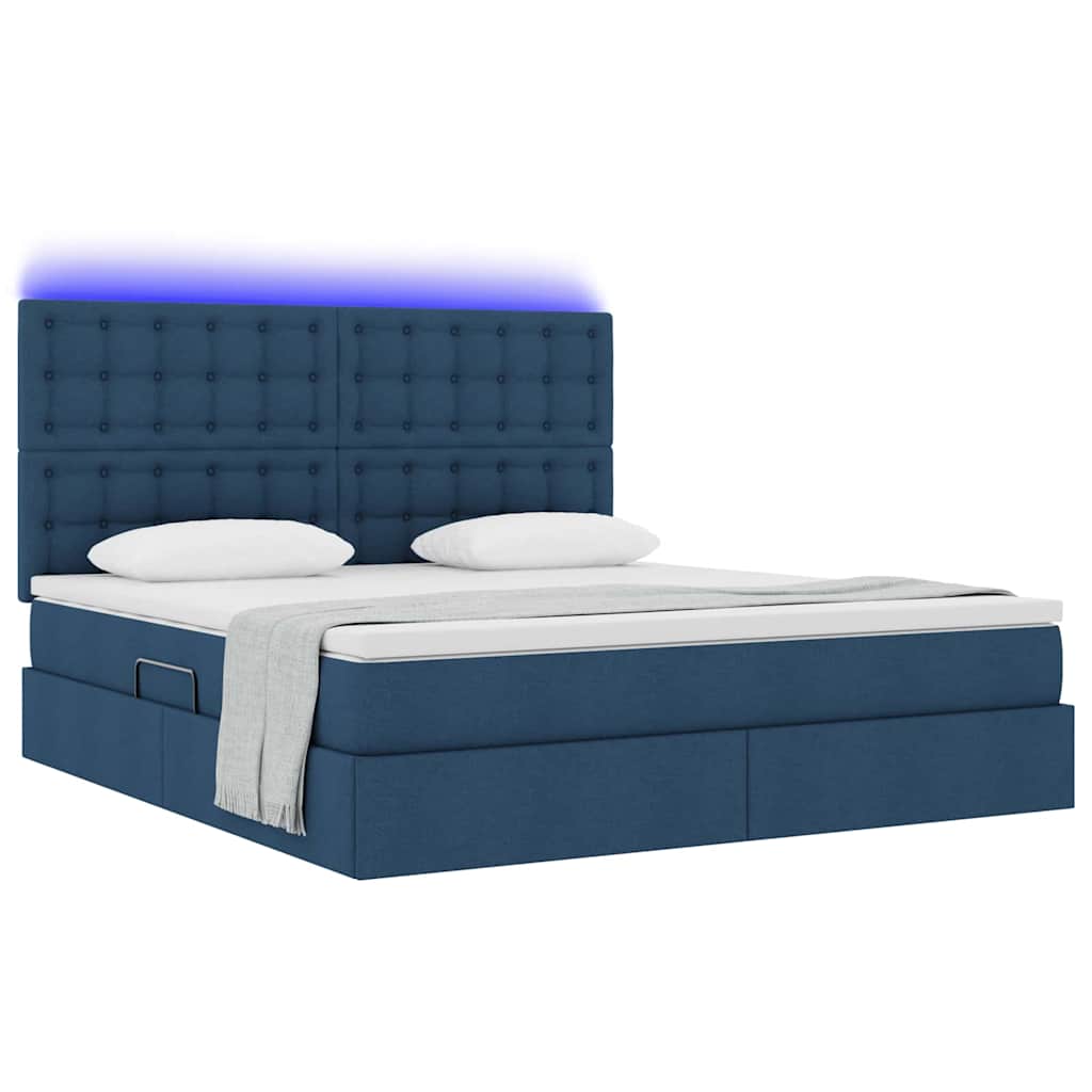 Opbergbed met LED met matras Blauw 180 x 200 cm Polyester is nu te koop bij PeponiXL, paradijselijk wonen!