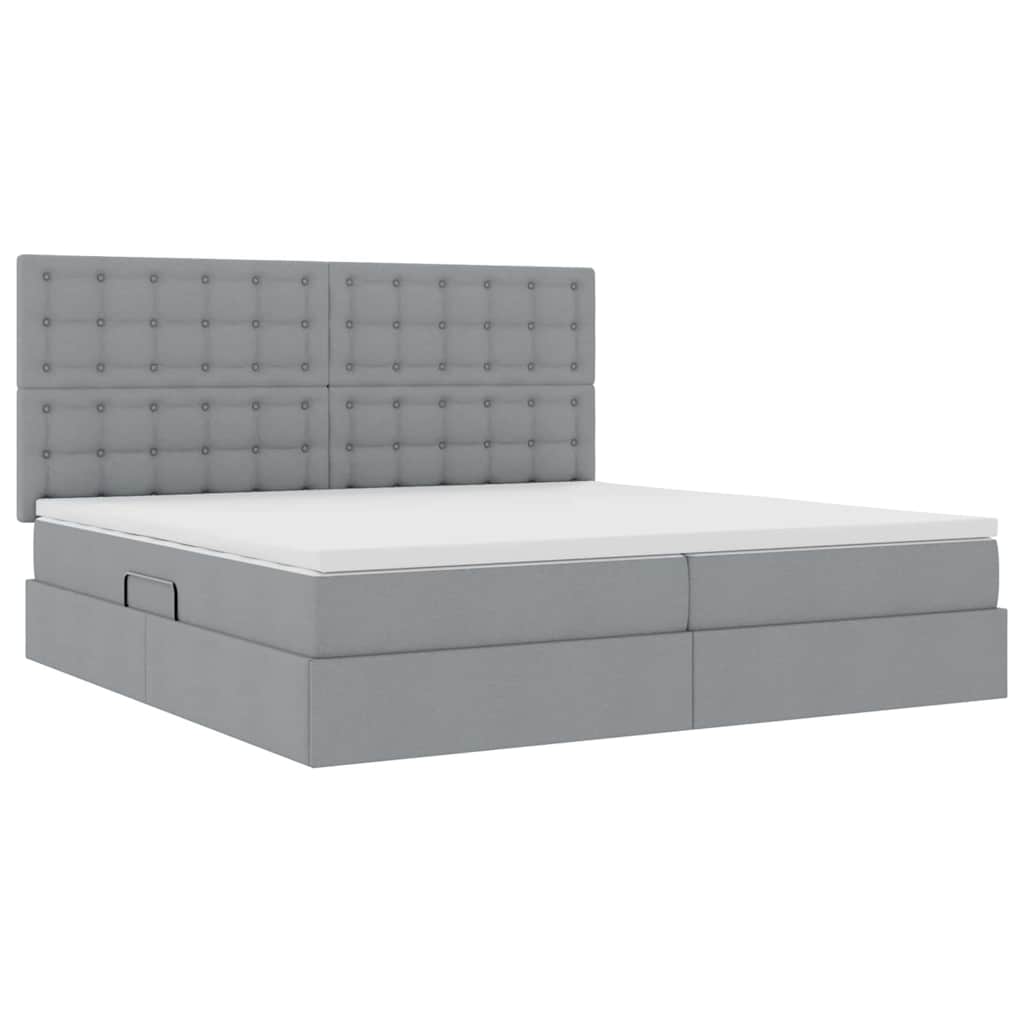 Opbergbed met LED met matras Lichtgrijs 200 x 200 cm Polyester is nu te koop bij PeponiXL, paradijselijk wonen!