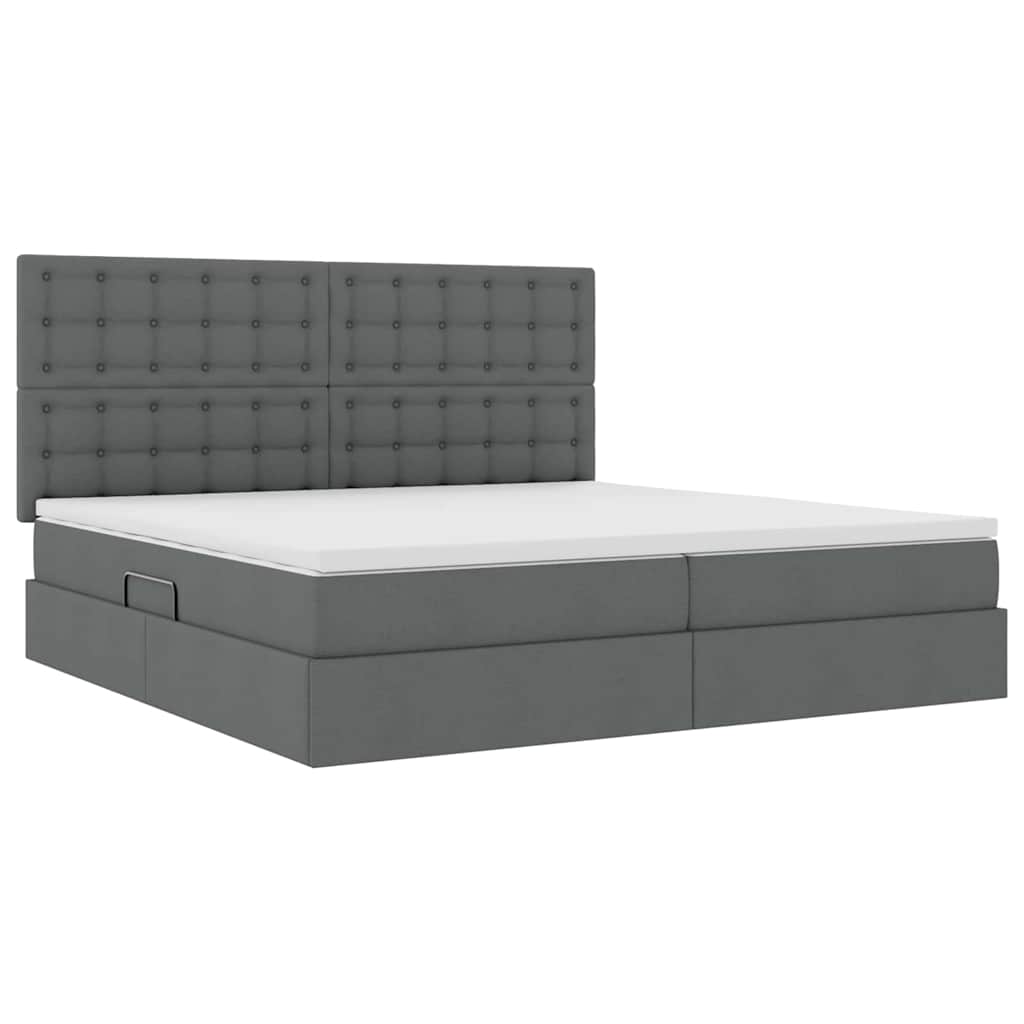 Opbergbed met LED met matras Donkergrijs 200 x 200 cm Polyester is nu te koop bij PeponiXL, paradijselijk wonen!