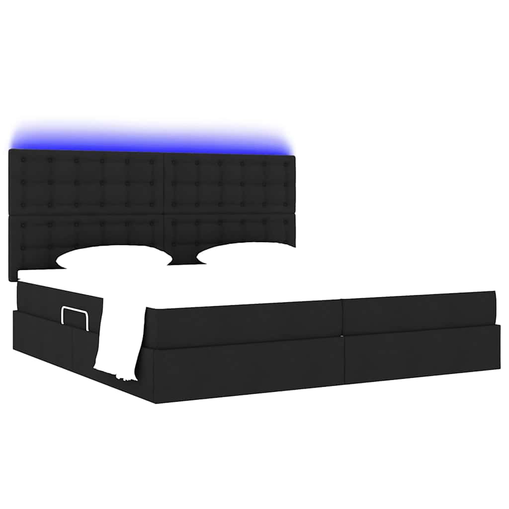 Opbergbed met LED met matras Zwart 200 x 200 cm Polyester is nu te koop bij PeponiXL, paradijselijk wonen!