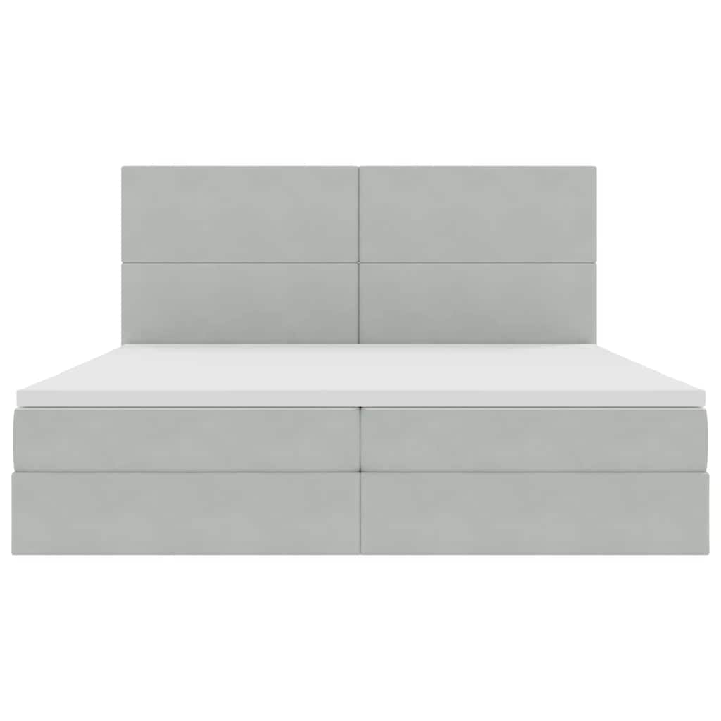 Opbergbed met LED met matras Lichtgrijs 200 x 200 cm Fluweel is nu te koop bij PeponiXL, paradijselijk wonen!
