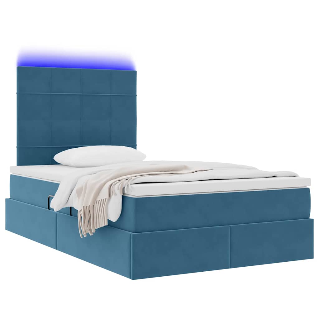 LED Opslagbed met Matras Blauw 120 x 190 cm Fluweel is nu te koop bij PeponiXL, paradijselijk wonen!