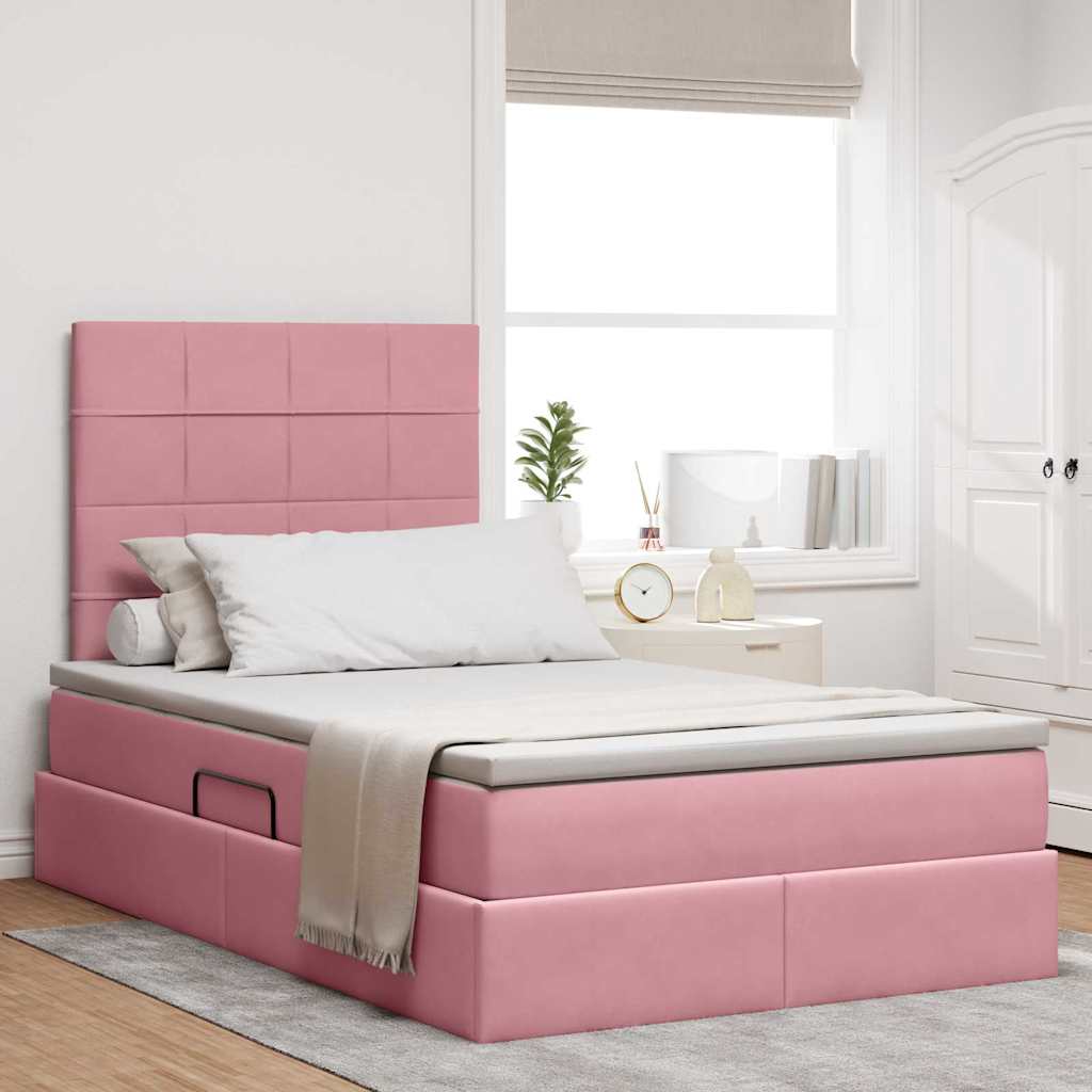 LED Opslagbed met Matras Roze 120 x 190 cm Fluweel is nu te koop bij PeponiXL, paradijselijk wonen!