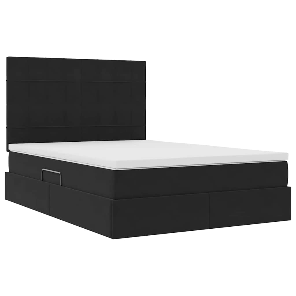 Opbergbed met LED met matras met LED Zwart 140 x 190 cm Fluweel is nu te koop bij PeponiXL, paradijselijk wonen!