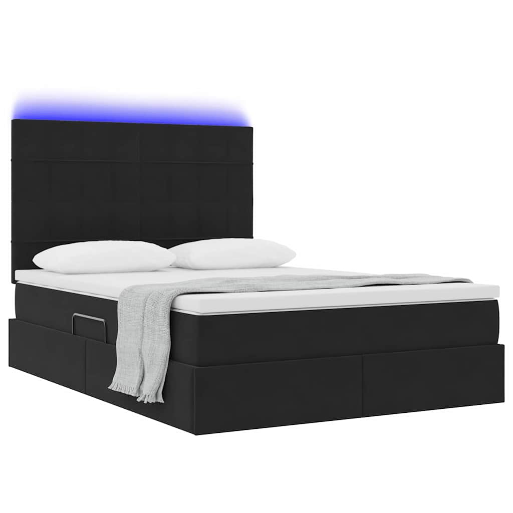 Opbergbed met LED met matras met LED Zwart 140 x 190 cm Fluweel is nu te koop bij PeponiXL, paradijselijk wonen!