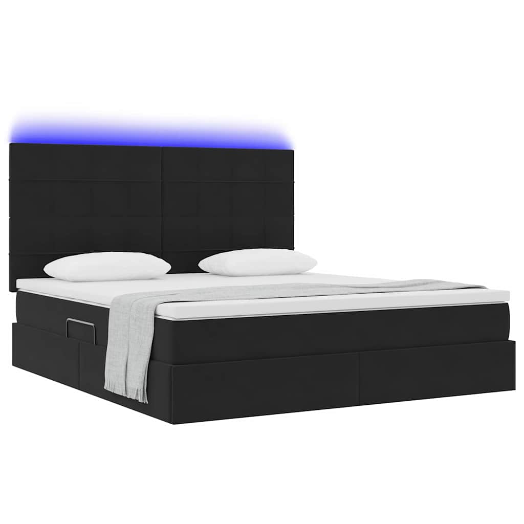 Opbergbed met LED met matras met LED Zwart 160 x 200 cm Fluweel is nu te koop bij PeponiXL, paradijselijk wonen!