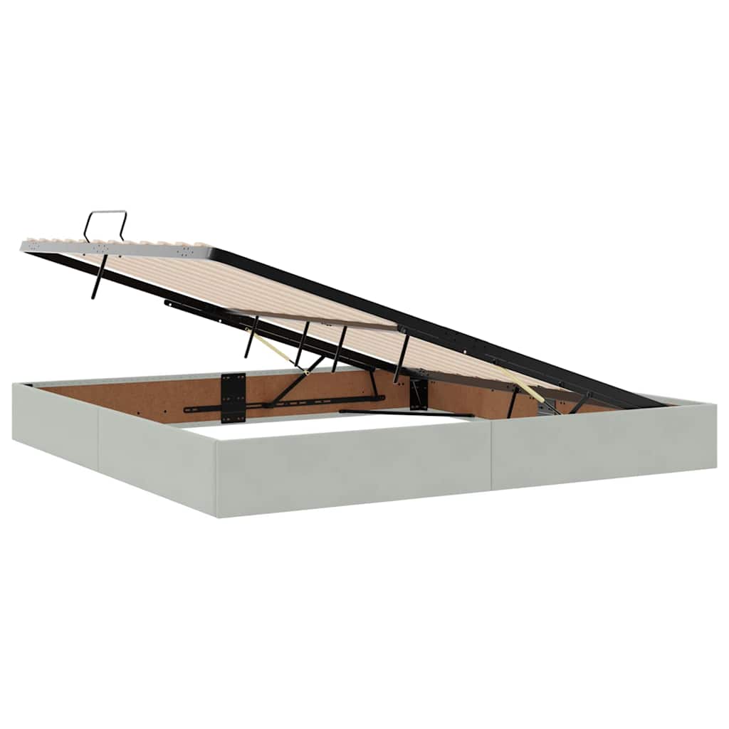 Opbergbed met LED met matras Lichtgrijs 200 x 200 cm Fluweel is nu te koop bij PeponiXL, paradijselijk wonen!
