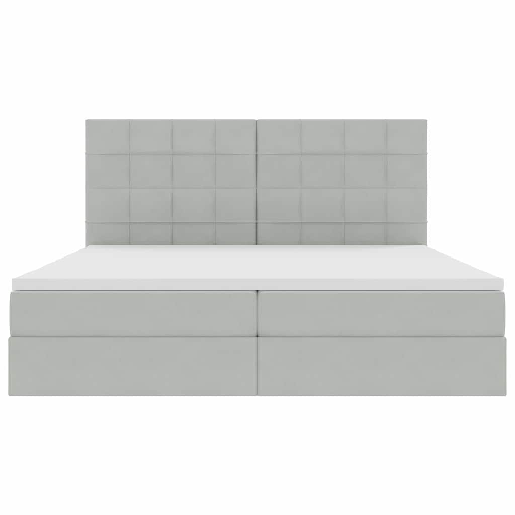 Opbergbed met LED met matras Lichtgrijs 200 x 200 cm Fluweel is nu te koop bij PeponiXL, paradijselijk wonen!