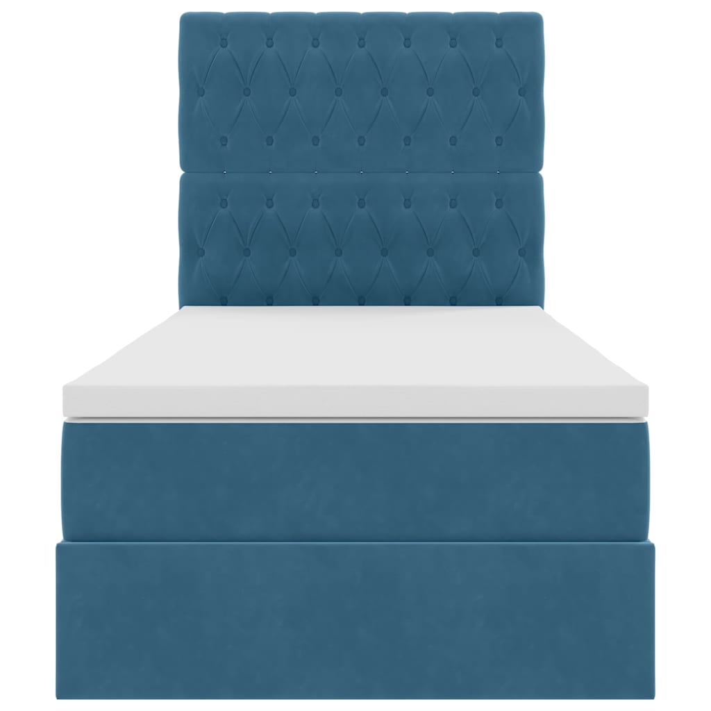 LED Opslagbed met Matras Donkerblauw 90 x 190 cm Fluweel is nu te koop bij PeponiXL, paradijselijk wonen!