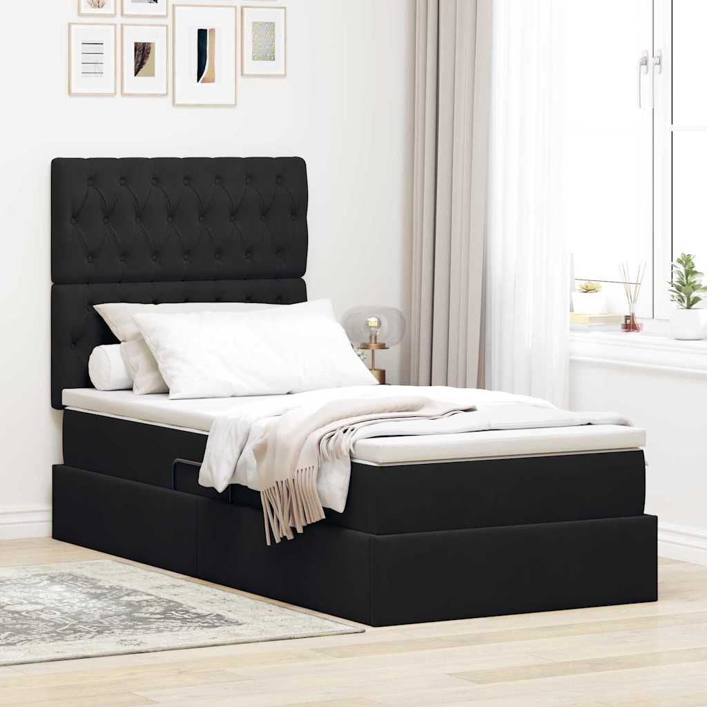 Opbergbed met LED met matras met LED Zwart 100 x 200 cm Fluweel is nu te koop bij PeponiXL, paradijselijk wonen!
