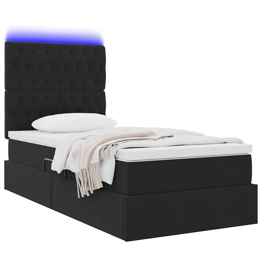 Opbergbed met LED met matras met LED Zwart 100 x 200 cm Fluweel is nu te koop bij PeponiXL, paradijselijk wonen!