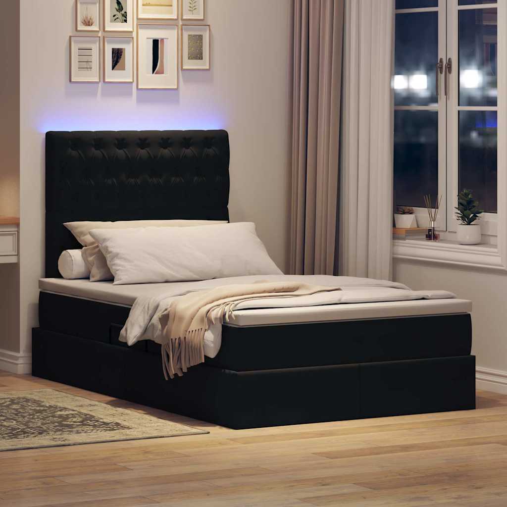 Opbergbed met LED met matras met LED Zwart 120 x 190 cm Fluweel is nu te koop bij PeponiXL, paradijselijk wonen!