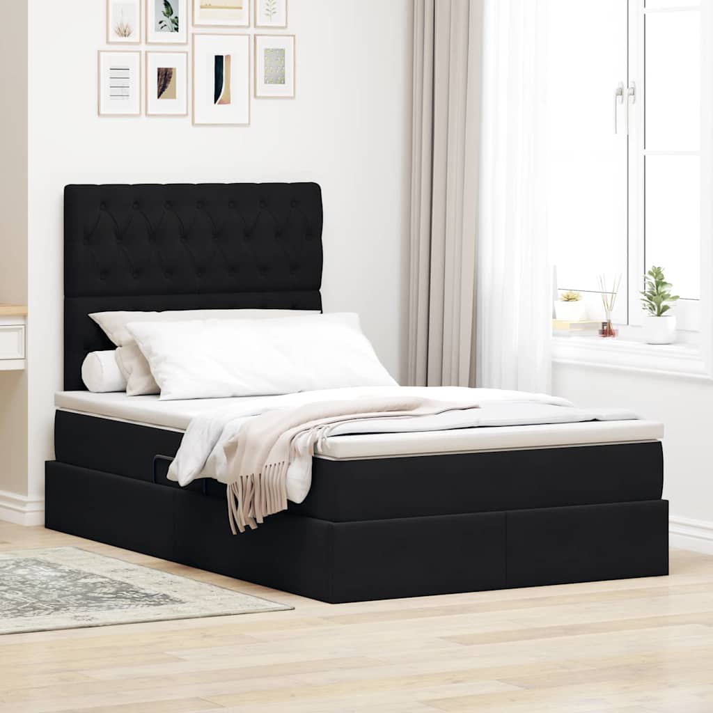 Opbergbed met LED met matras met LED Zwart 120 x 190 cm Fluweel is nu te koop bij PeponiXL, paradijselijk wonen!