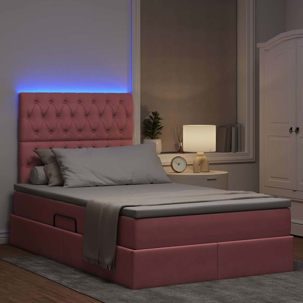 LED Opslagbed met Matras Roze 120 x 190 cm Fluweel is nu te koop bij PeponiXL, paradijselijk wonen!