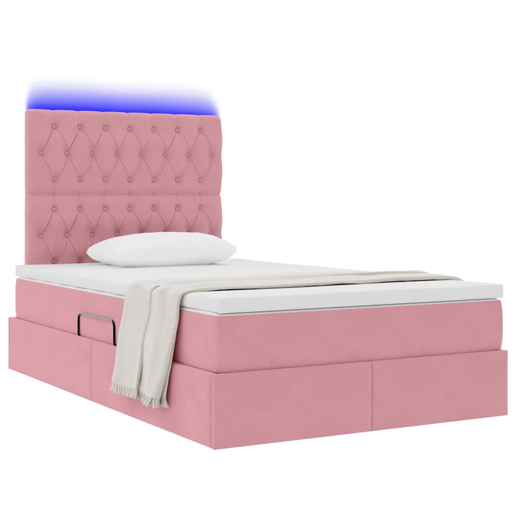 LED Opslagbed met Matras Roze 120 x 190 cm Fluweel is nu te koop bij PeponiXL, paradijselijk wonen!