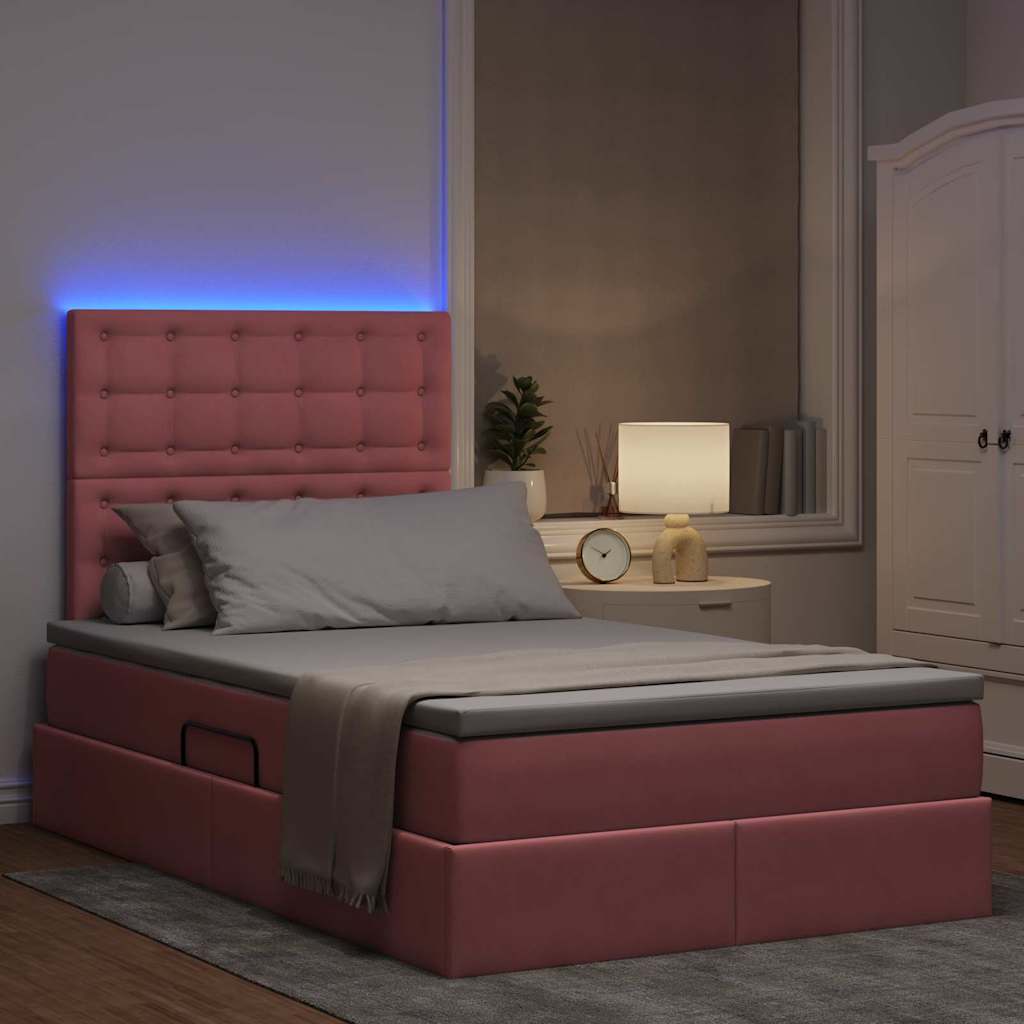 LED Opslagbed met Matras Roze 120 x 190 cm Fluweel is nu te koop bij PeponiXL, paradijselijk wonen!