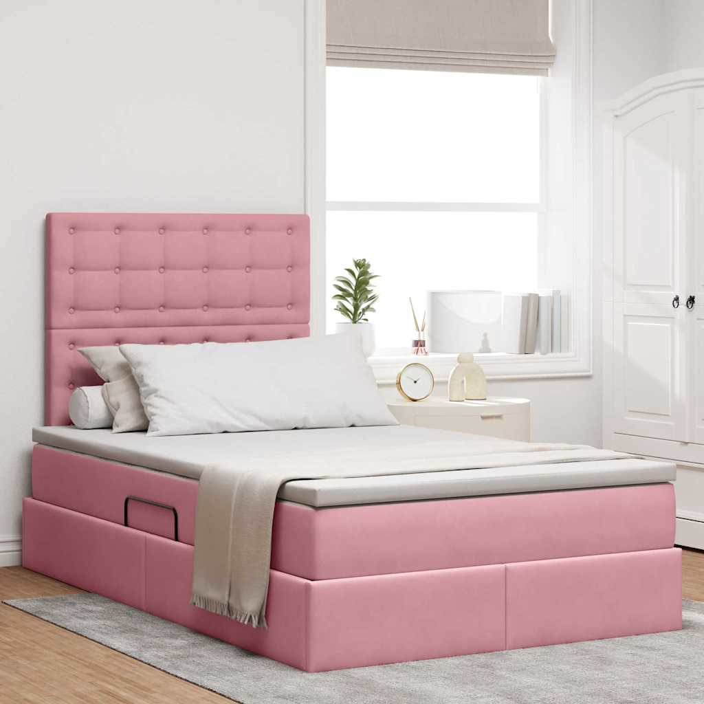 LED Opslagbed met Matras Roze 120 x 190 cm Fluweel is nu te koop bij PeponiXL, paradijselijk wonen!