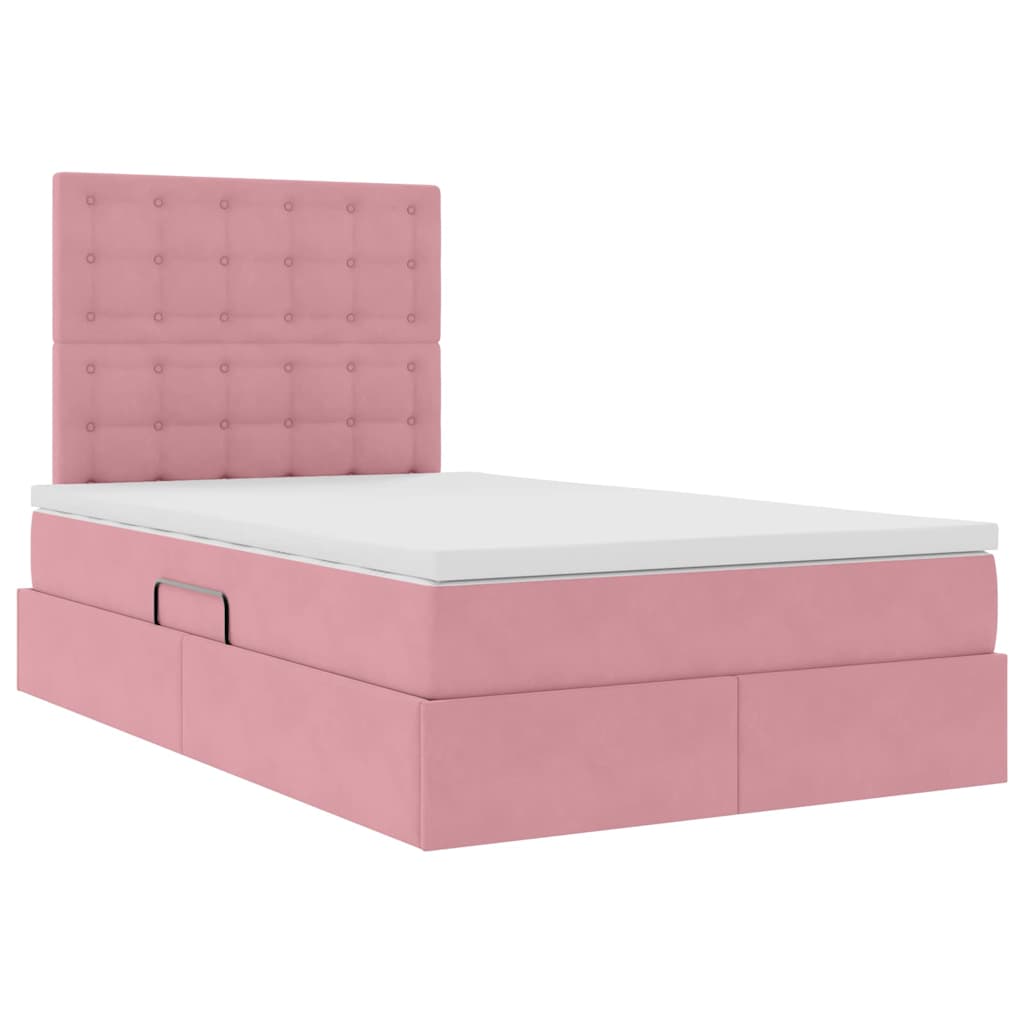 LED Opslagbed met Matras Roze 120 x 190 cm Fluweel is nu te koop bij PeponiXL, paradijselijk wonen!
