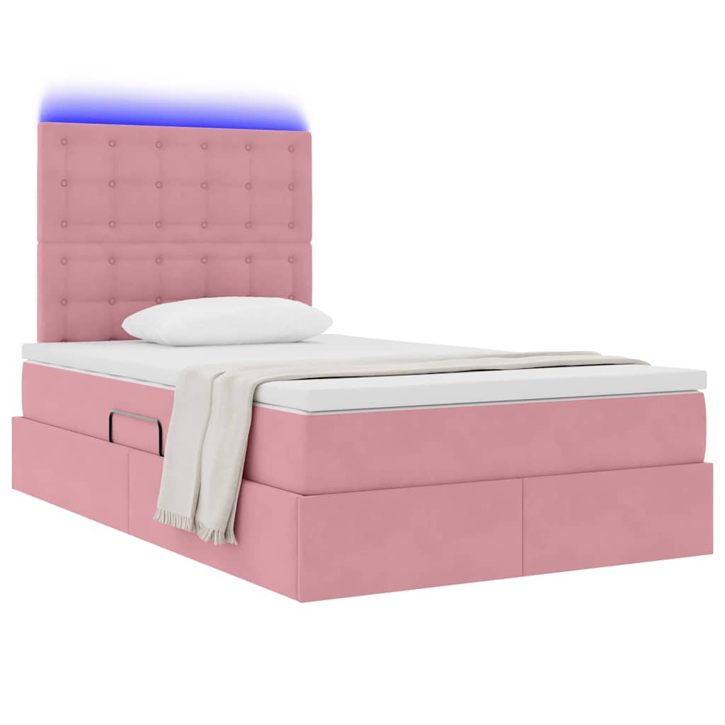 LED Opslagbed met Matras Roze 120 x 190 cm Fluweel is nu te koop bij PeponiXL, paradijselijk wonen!