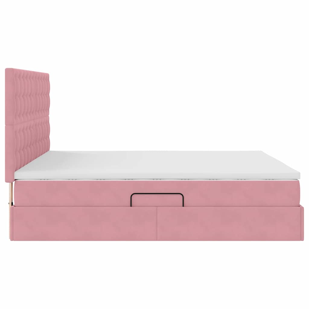 Opbergbed met LED met matras met LED Roze 160 x 200 cm Fluweel is nu te koop bij PeponiXL, paradijselijk wonen!