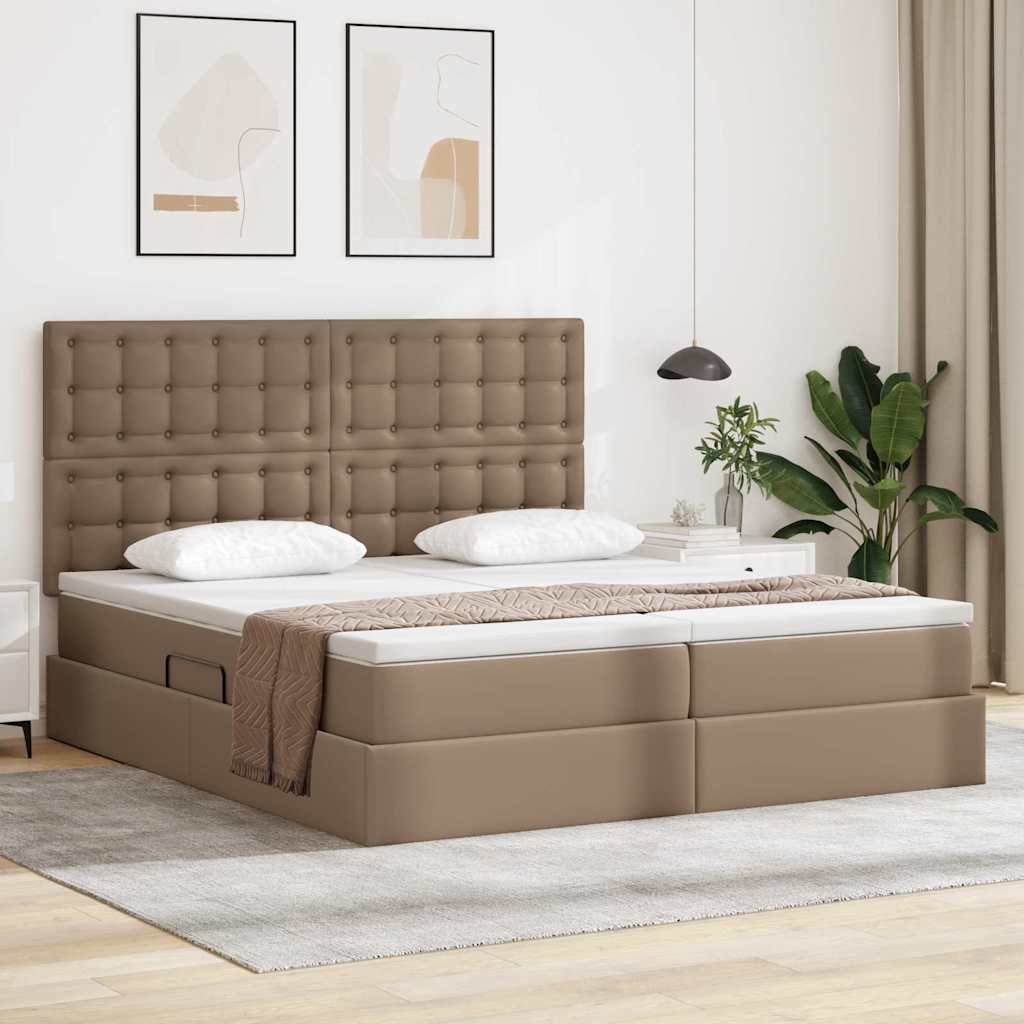 Opbergbed met LED met opslag Cappuccino 200 x 200 cm Kunstleer is nu te koop bij PeponiXL, paradijselijk wonen!