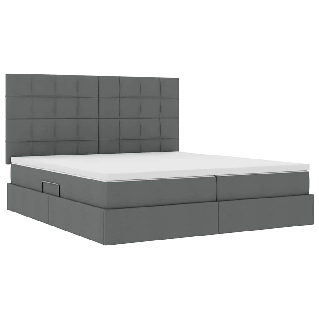 Bed met LED-stripverlichting Donkergrijs 180 x 200 cm Stof is nu te koop bij PeponiXL, paradijselijk wonen!