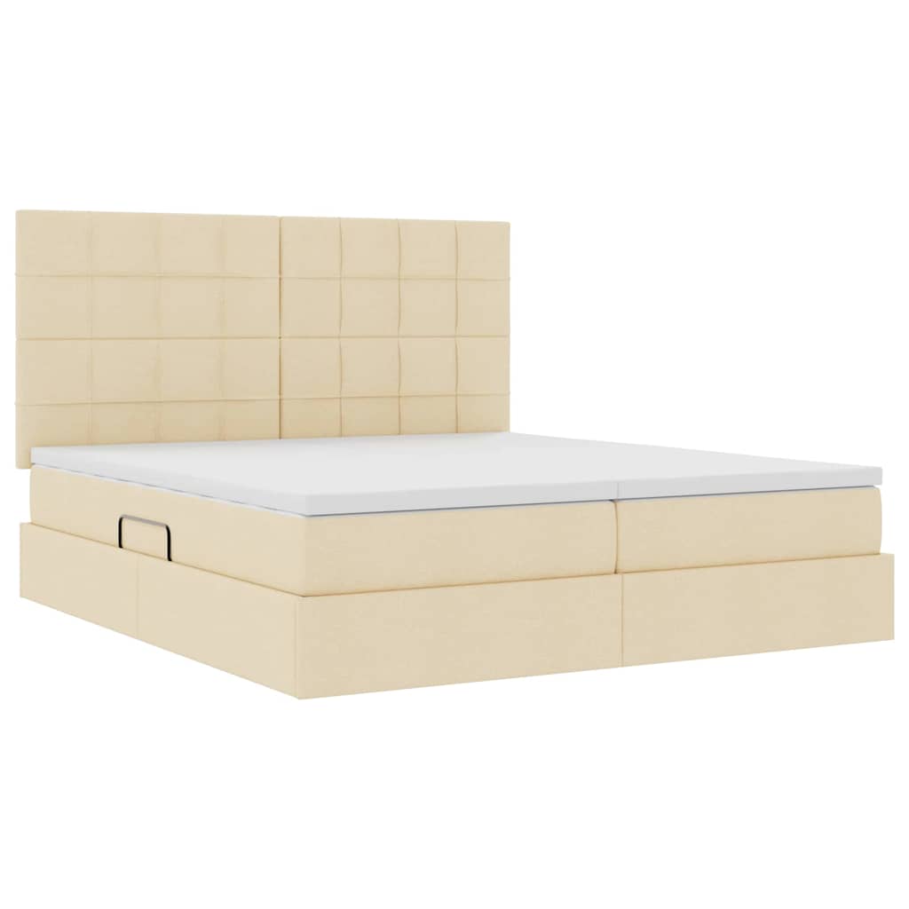 Bed met LED-striplichten met hoofdeinde Crème 200 x 200 cm Stof is nu te koop bij PeponiXL, paradijselijk wonen!