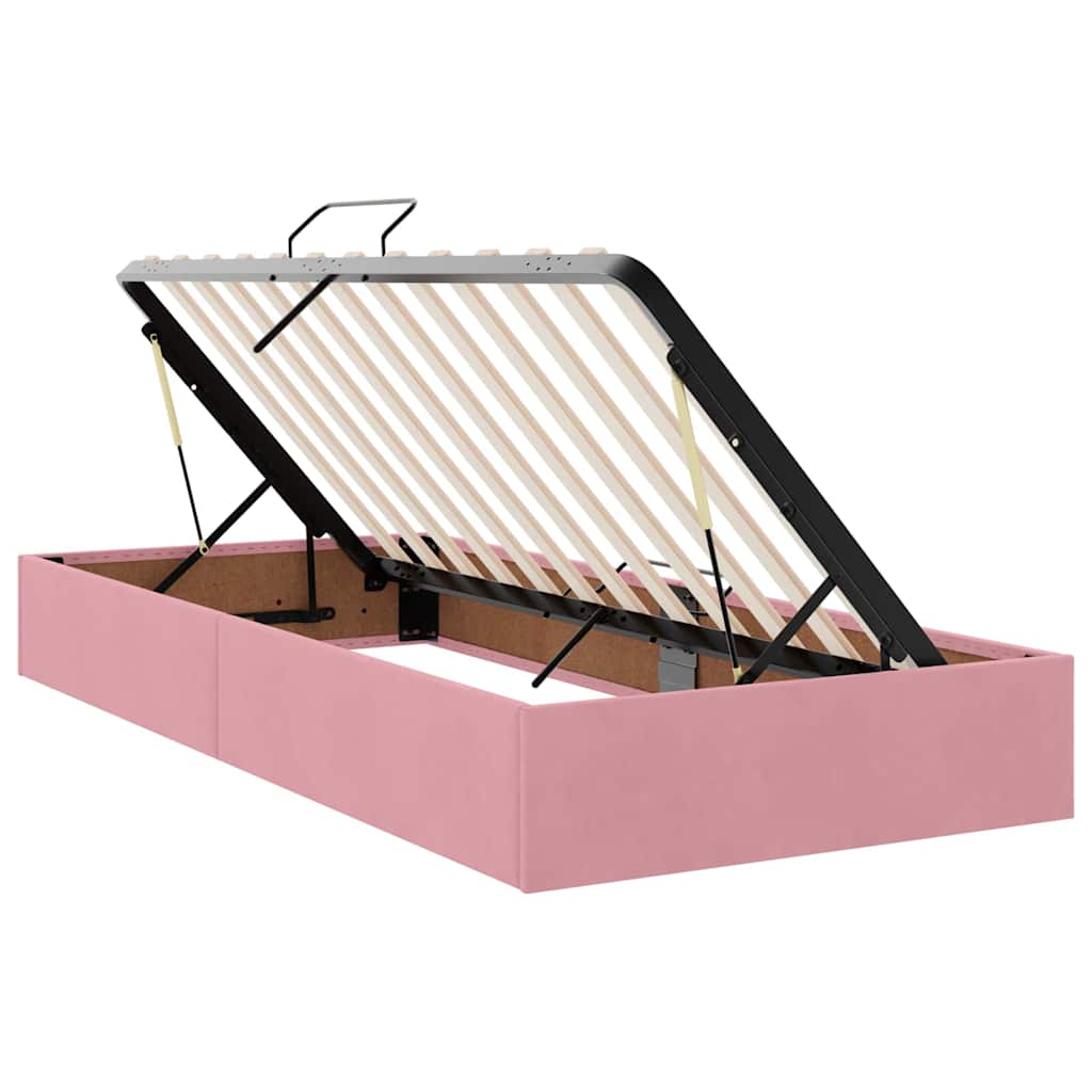 Bed met LED-stripverlichting Roze 180 x 200 cm Fluweel is nu te koop bij PeponiXL, paradijselijk wonen!