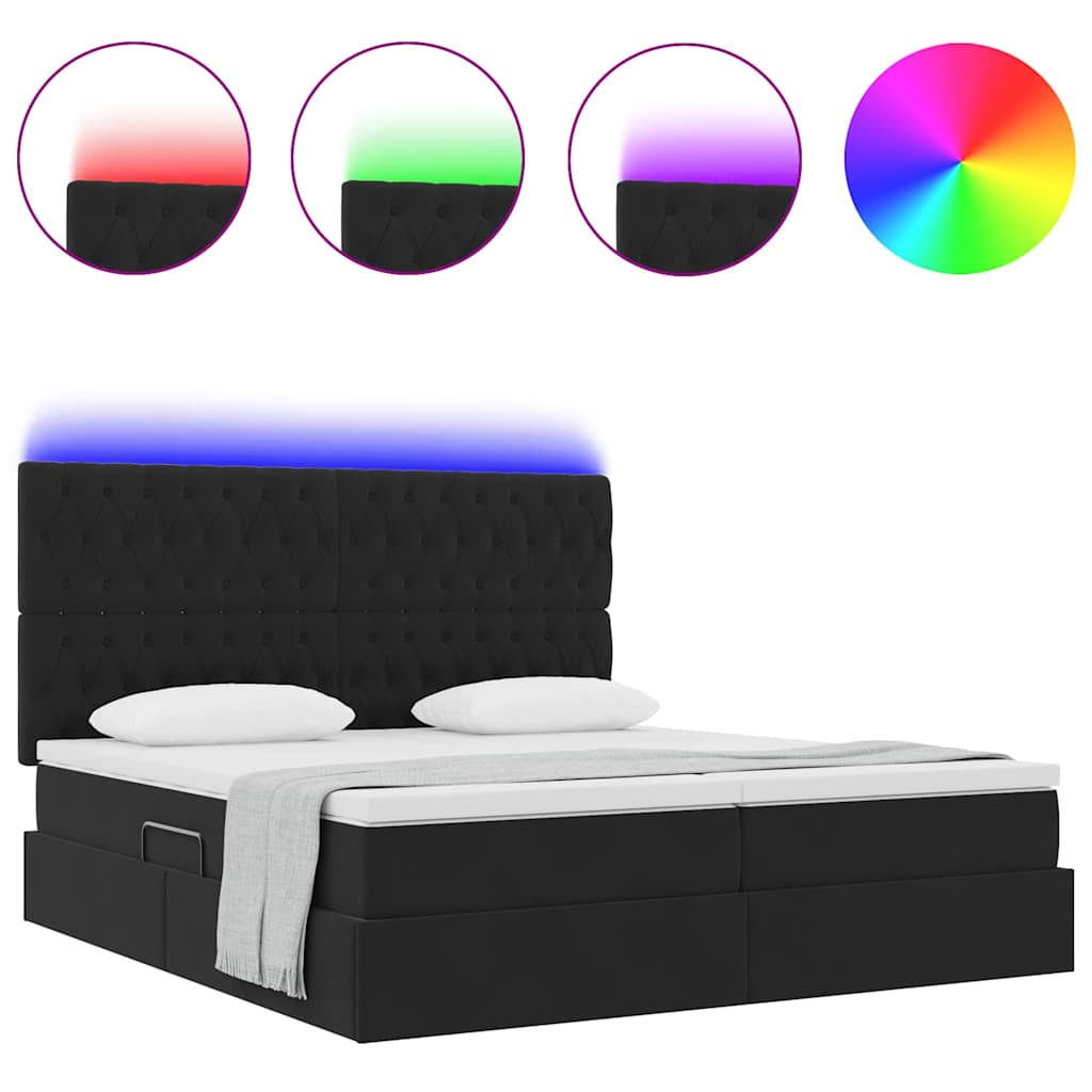 Bed met LED-stripverlichting Zwart 200 x 200 cm Fluweel is nu te koop bij PeponiXL, paradijselijk wonen!