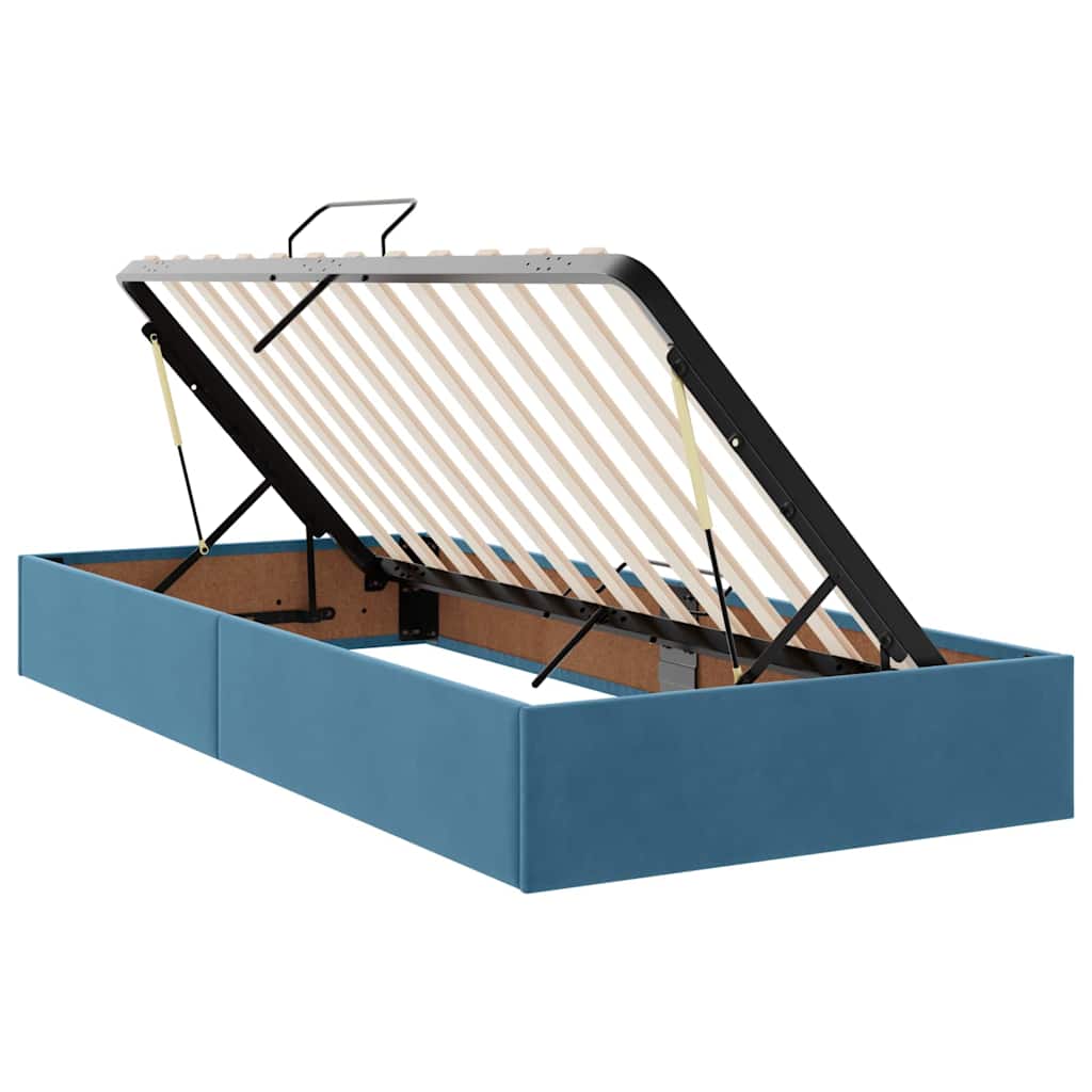 Bed met LED-stripverlichting Donkerblauw 200 x 200 cm Fluweel is nu te koop bij PeponiXL, paradijselijk wonen!