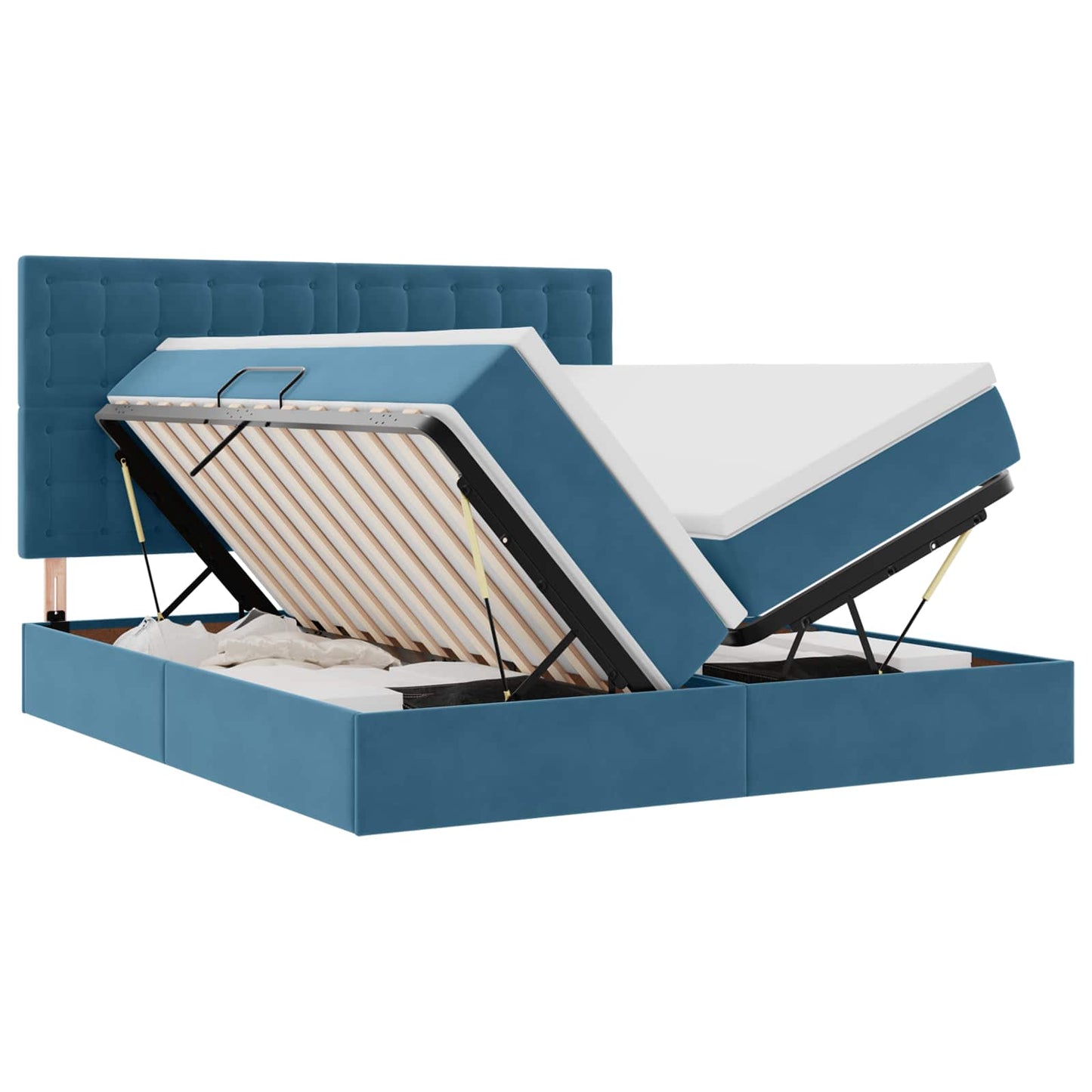 Bed met LED-stripverlichting Donkerblauw 200 x 200 cm Fluweel is nu te koop bij PeponiXL, paradijselijk wonen!