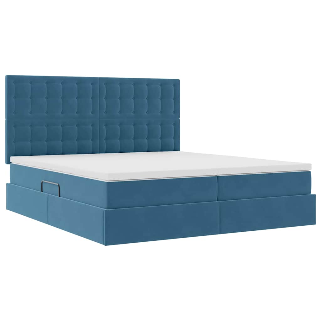 Bed met LED-stripverlichting Donkerblauw 200 x 200 cm Fluweel is nu te koop bij PeponiXL, paradijselijk wonen!