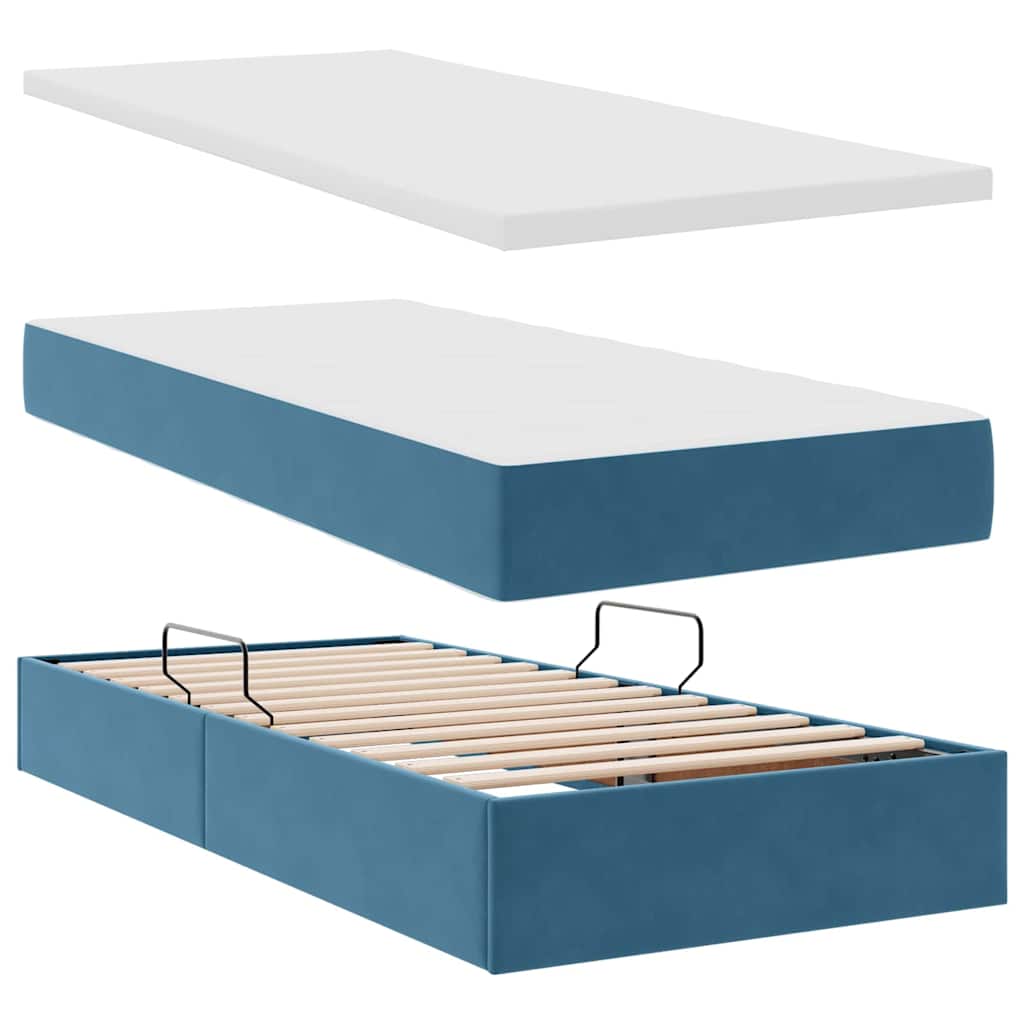 Bed met LED-stripverlichting Donkerblauw 200 x 200 cm Fluweel is nu te koop bij PeponiXL, paradijselijk wonen!
