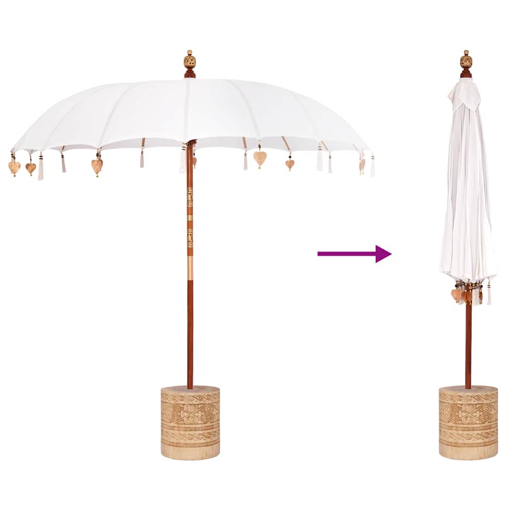 Balinese parasol met basis Crème 215 x 215 x 260 cm is nu te koop bij PeponiXL, paradijselijk wonen!