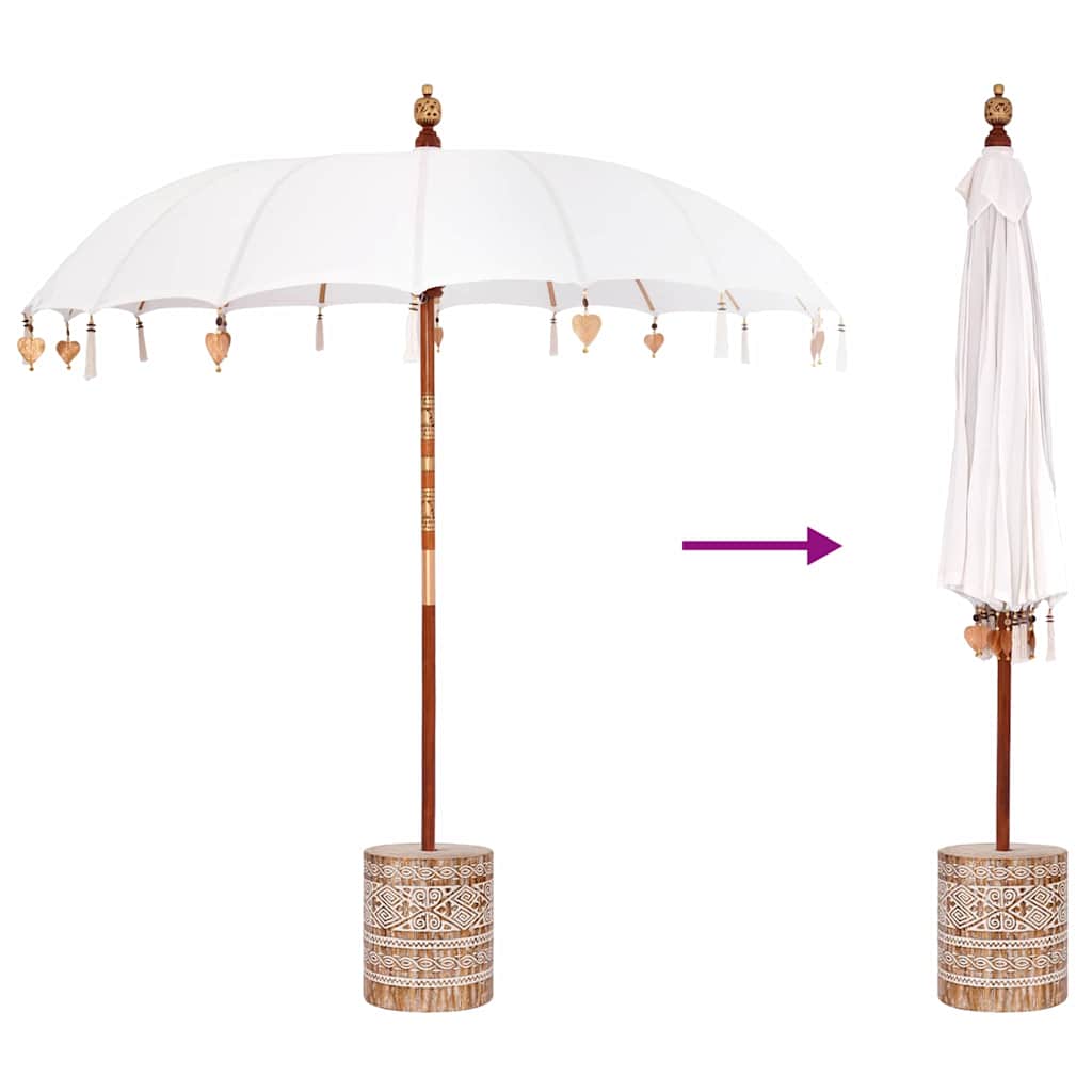 Balinese parasol met basis Crème 215 x 215 x 260 cm is nu te koop bij PeponiXL, paradijselijk wonen!