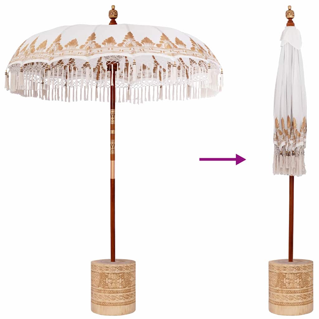 Balinese parasol met basis Crème 185 x 185 x 260 cm is nu te koop bij PeponiXL, paradijselijk wonen!