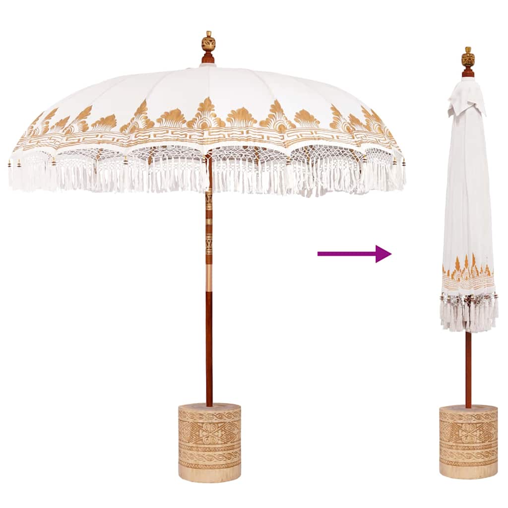 Balinese parasol met basis Crème 215 x 215 x 260 cm is nu te koop bij PeponiXL, paradijselijk wonen!