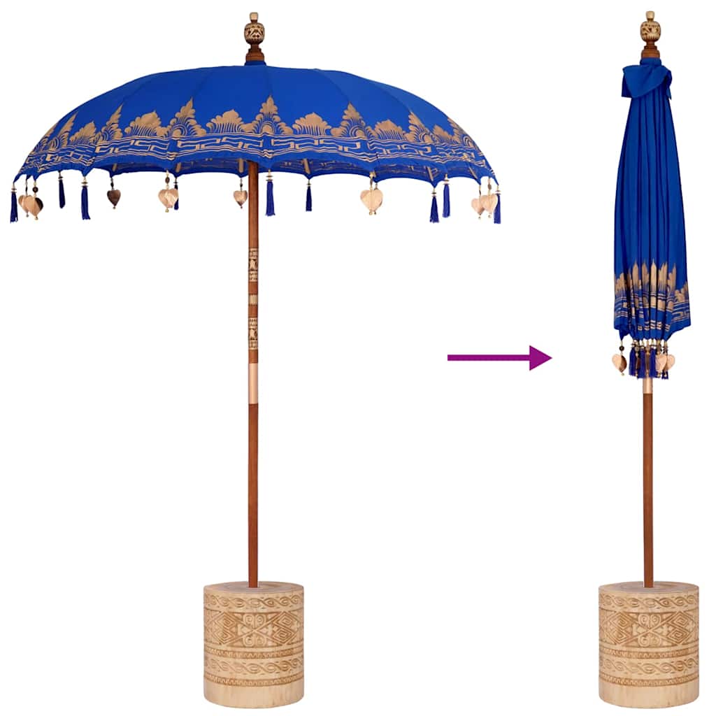 Balinese parasol met basis Blauw 185 x 185 x 260 cm