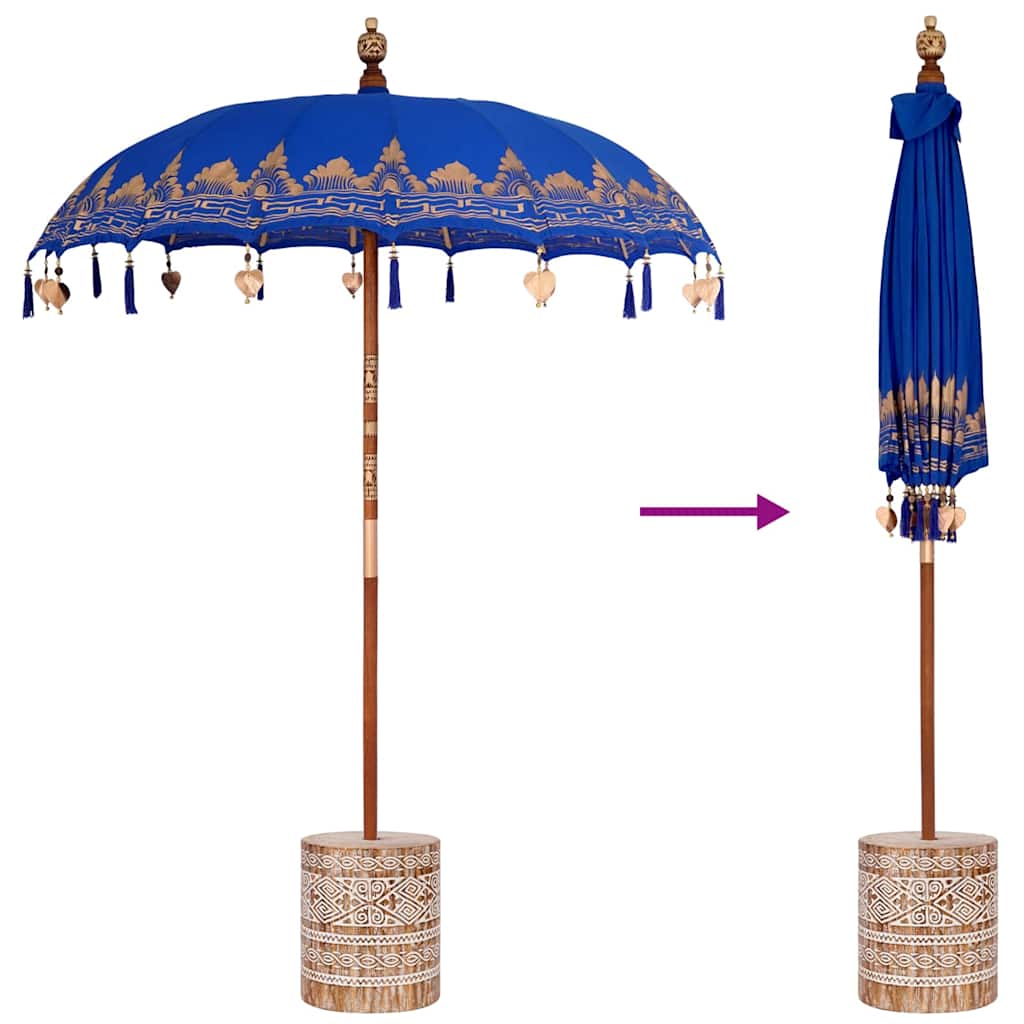 Balinese parasol met basis Blauw 185 x 185 x 260 cm is nu te koop bij PeponiXL, paradijselijk wonen!