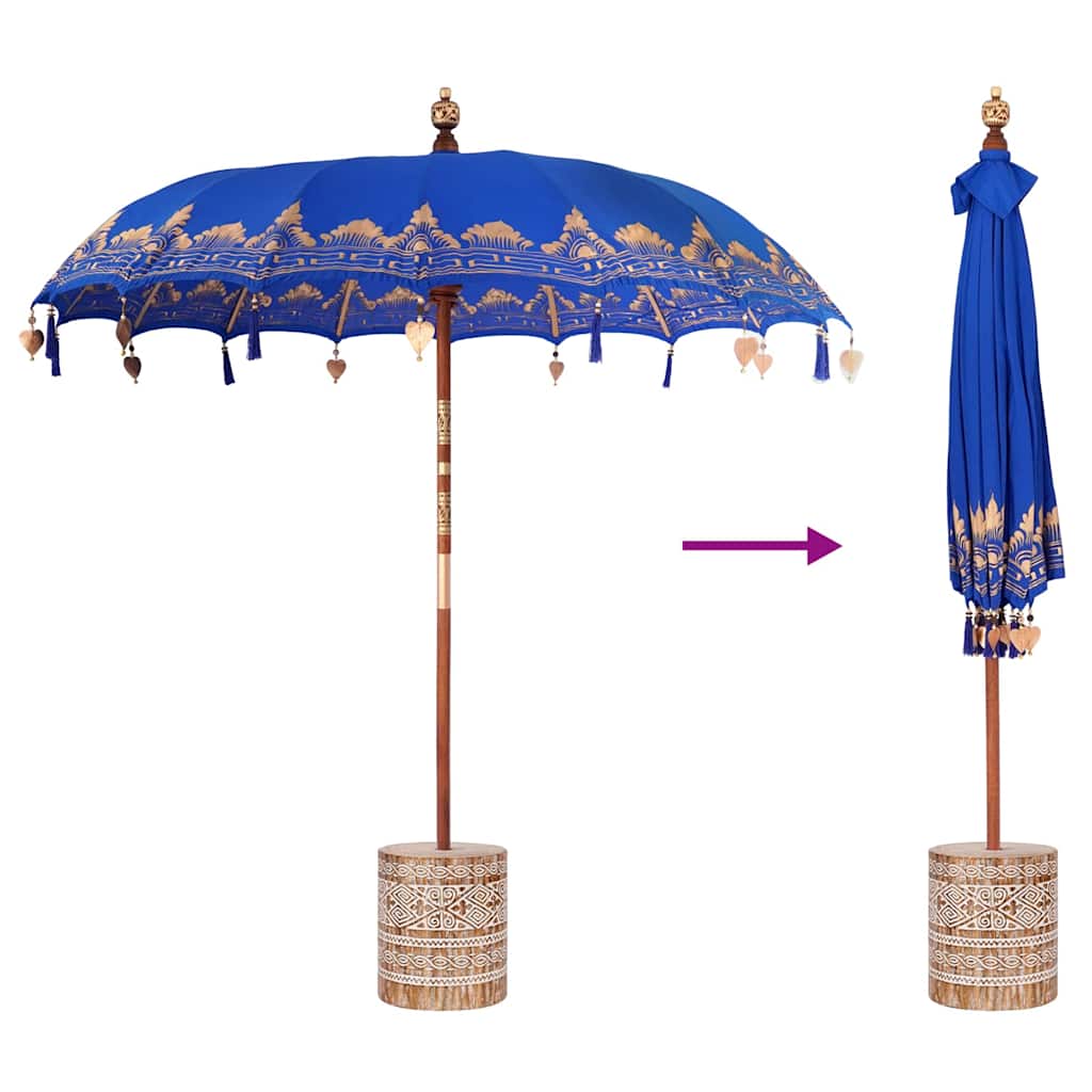Balinese parasol met basis Blauw 215 x 215 x 260 cm