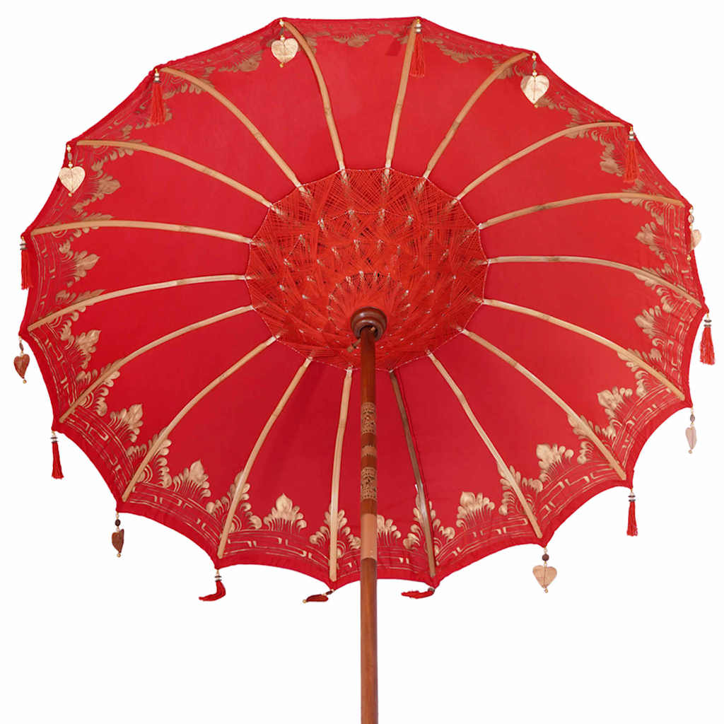 Balinese parasol met basis Rood 185 x 185 x 260 cm is nu te koop bij PeponiXL, paradijselijk wonen!