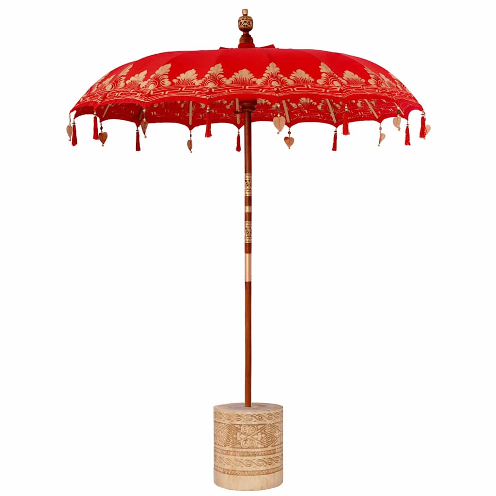 Balinese parasol met basis Rood 185 x 185 x 260 cm is nu te koop bij PeponiXL, paradijselijk wonen!
