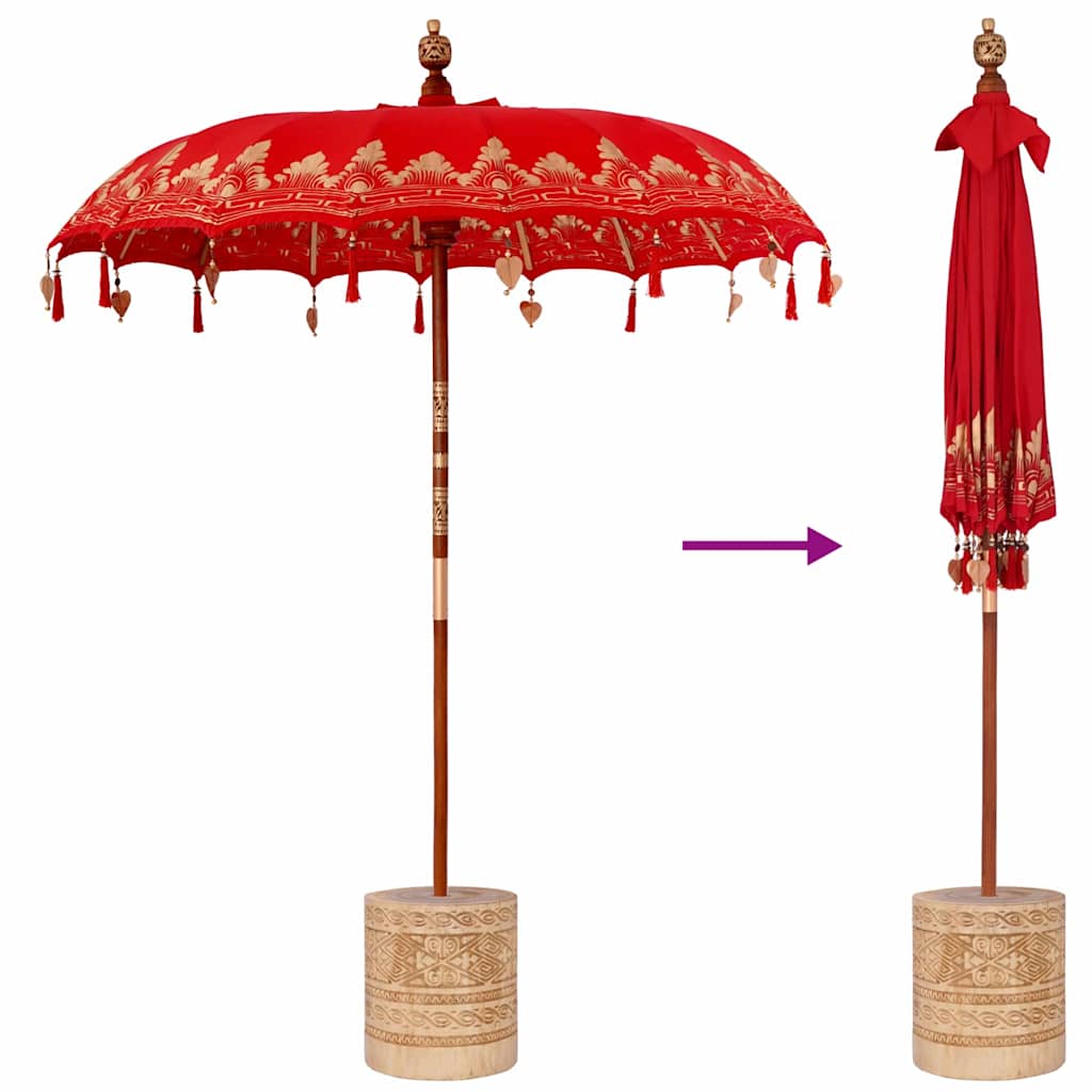 Balinese parasol met basis Rood 185 x 185 x 260 cm is nu te koop bij PeponiXL, paradijselijk wonen!