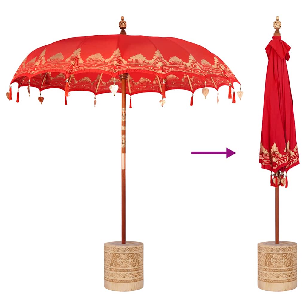 Balinese parasol met basis Rood 215 x 215 x 260 cm is nu te koop bij PeponiXL, paradijselijk wonen!